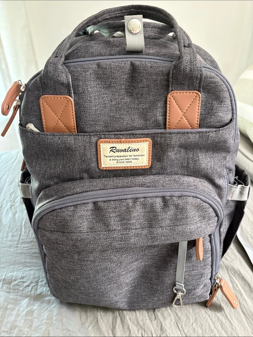 Ruvalino Large Diaper Bag Backpack, Multifunction Baby Changing Travel Bag.